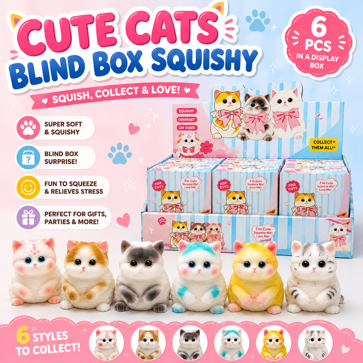 Cute Cats Blind Box Squishy