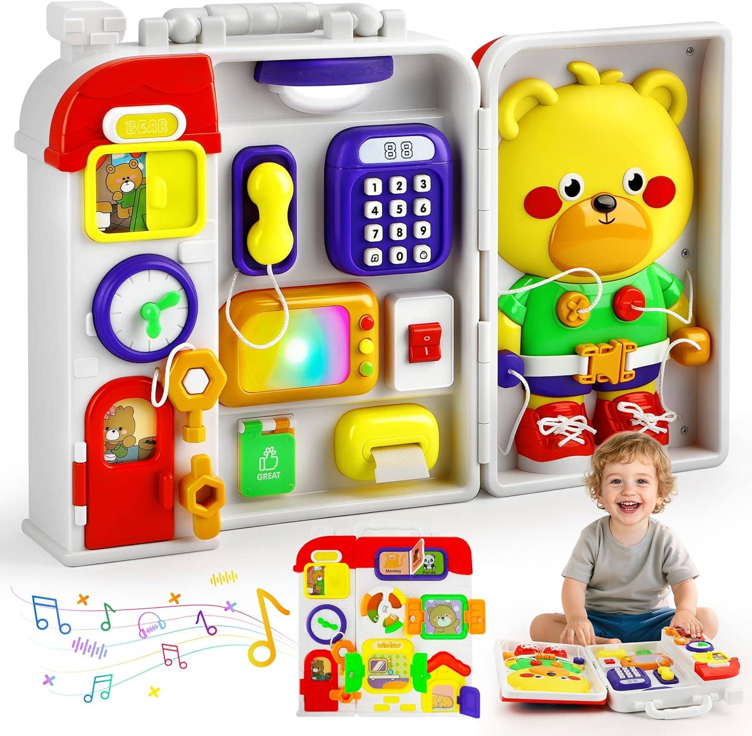 TOY Life Montessori Busy Board, 20‑in‑1 Baby Musical