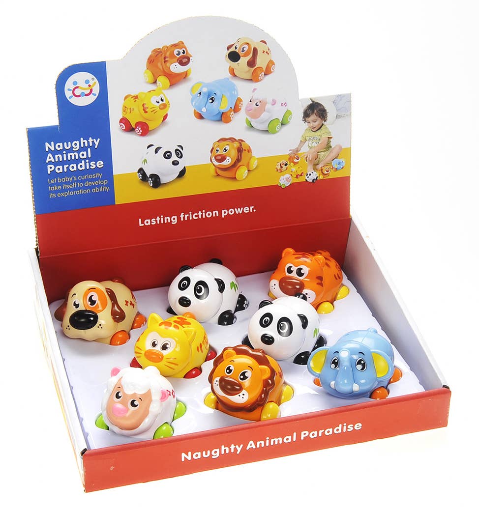 Cartoon Animals Friction Push And Go Toy Cars Play Set (Set
