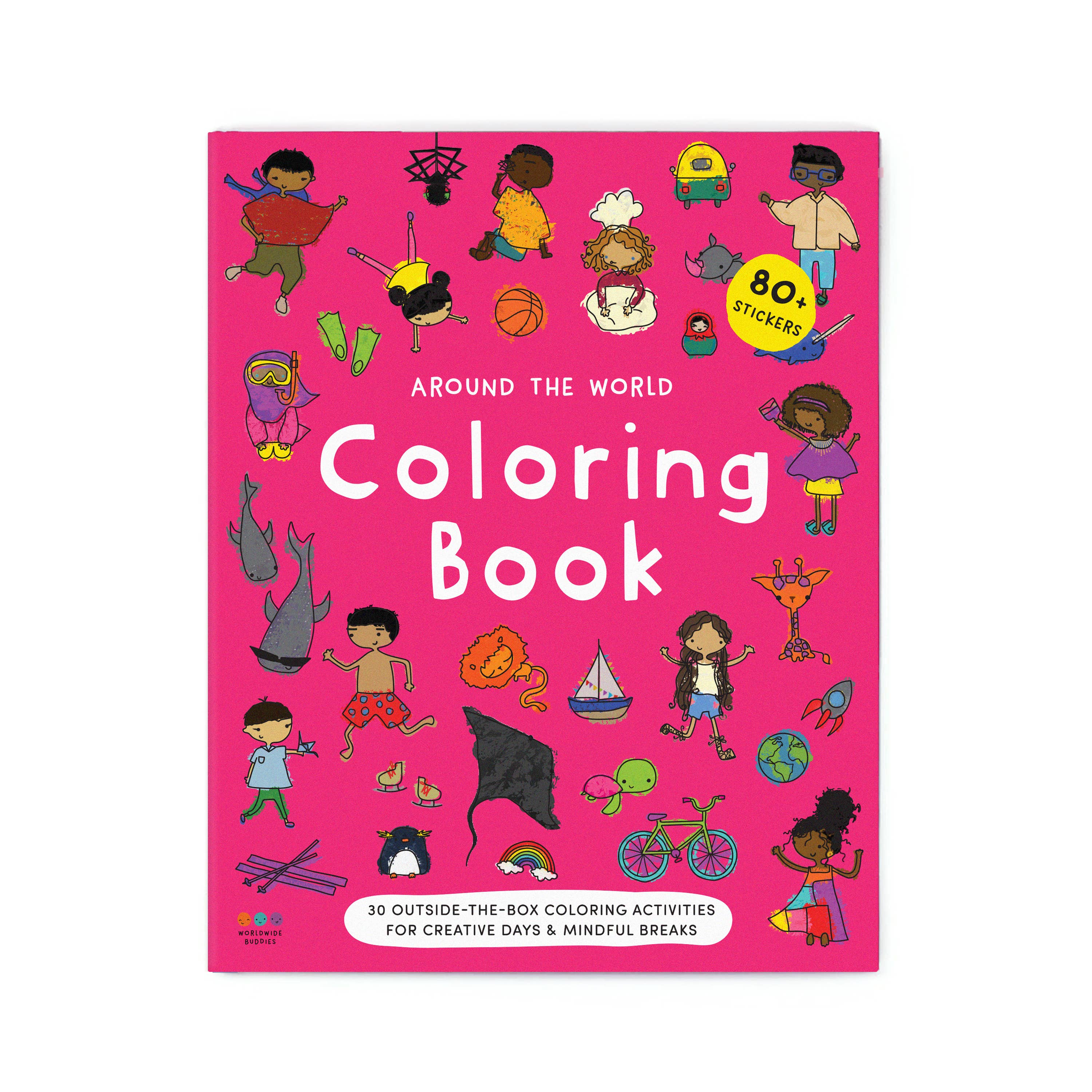 Around the World Coloring Book + Stickers, Christmas Gift