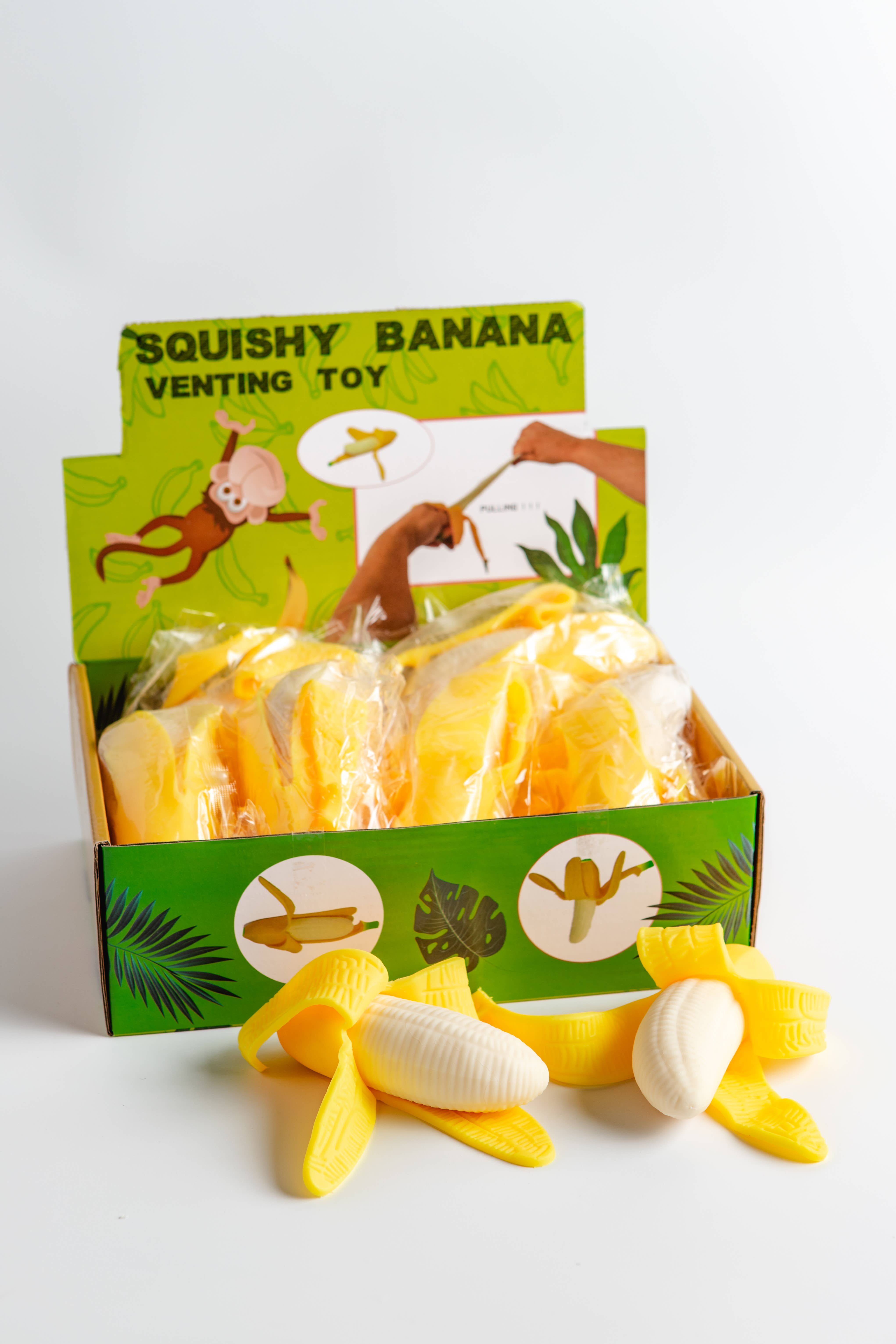 Squishy Banana Stress Toy – 12 Count Display Box