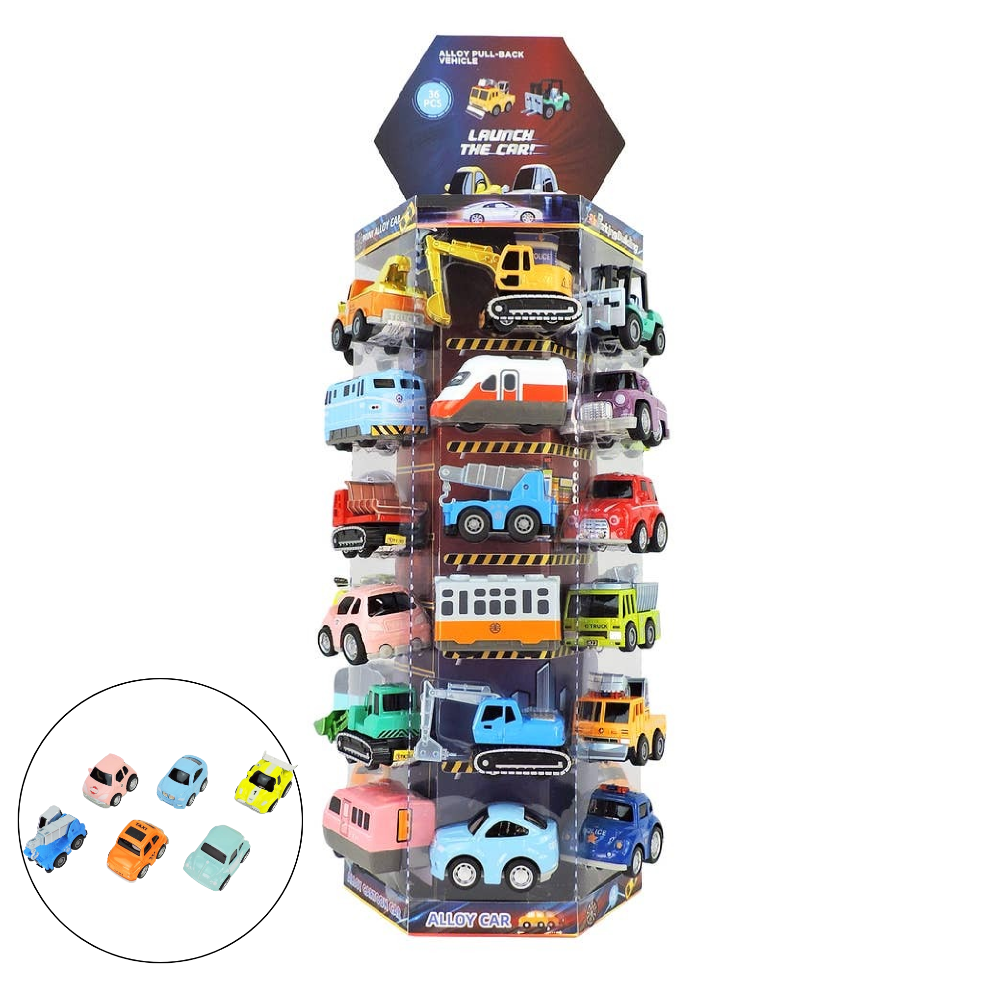 Alloy Alley Large Diecast Pull-Back Vehicle Tower Display