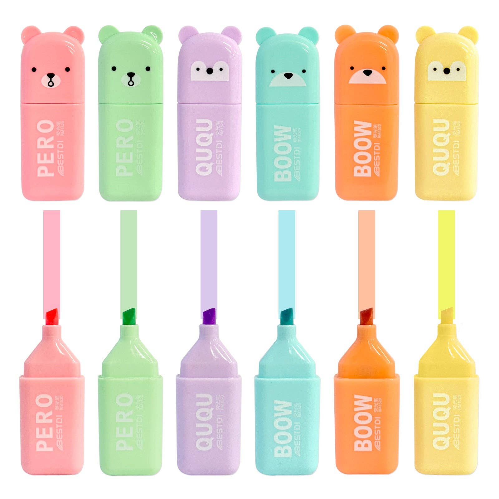 Wrapables Cute and Colorful Highlighters, Marker Pens, Stationery Supplies (Set of 6), Bears